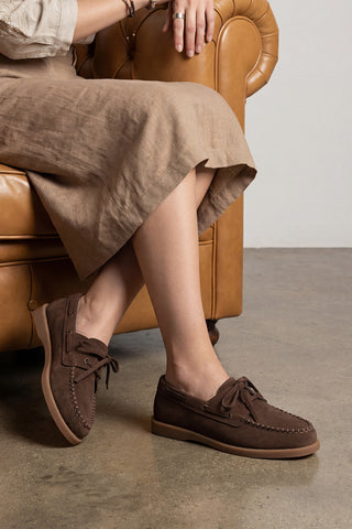 Kadın Hakiki Deri Loafer Günlük Ayakkabı Mistor - Kahve Süet