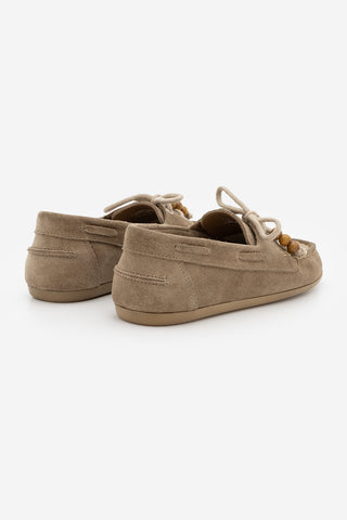 Kadın Hakiki Deri Boncuklu Loafer Günlük Ayakkabı Milton - Camel Süet