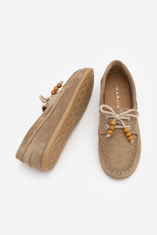 Kadın Hakiki Deri Boncuklu Loafer Günlük Ayakkabı Milton - Camel Süet