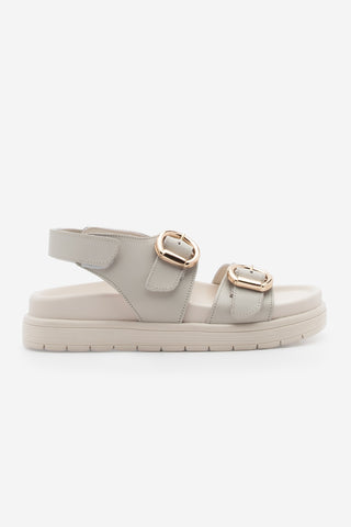 Kadın Hakiki Deri Bantlı Günlük Sandalet Tupiza - Ekru