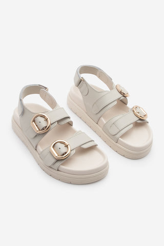 Kadın Hakiki Deri Bantlı Günlük Sandalet Tupiza - Ekru