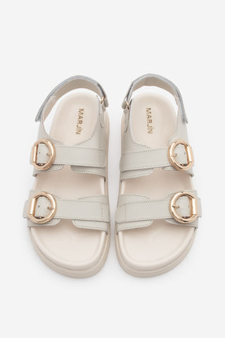 Kadın Hakiki Deri Bantlı Günlük Sandalet Tupiza - Ekru