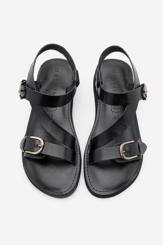 Kadın Hakiki Deri Eva Taban Günlük Sandelet Teris - Siyah