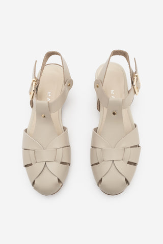 Kadın Hakiki Deri Önü Kapalı Günlük Sandalet Yenzar - Ekru