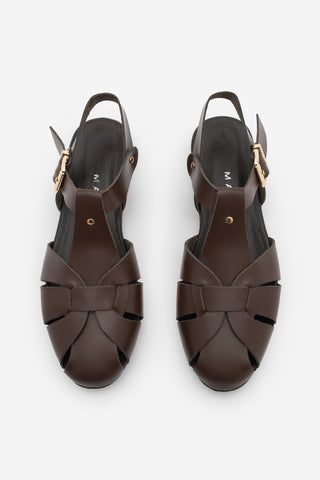 Kadın Hakiki Deri Önü Kapalı Günlük Sandalet Yenzar - Kahve