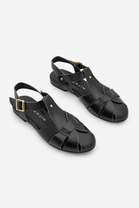 Kadın Hakiki Deri Önü Kapalı Günlük Sandalet Yenzar - Siyah