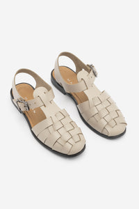 Kadın Hakiki Deri Önü Kapalı Günlük Sandalet Talviro - Ekru