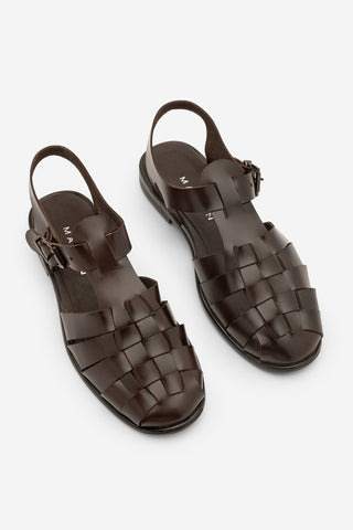 Kadın Hakiki Deri Önü Kapalı Günlük Sandalet Talviro - Kahve