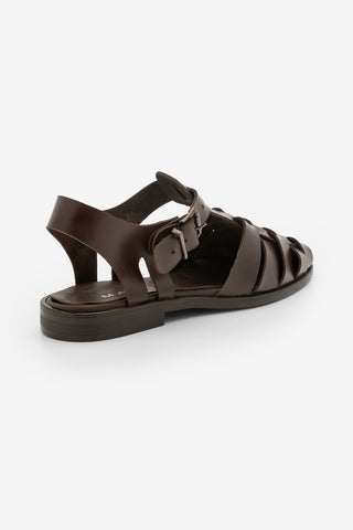 Kadın Hakiki Deri Önü Kapalı Günlük Sandalet Talviro - Kahve