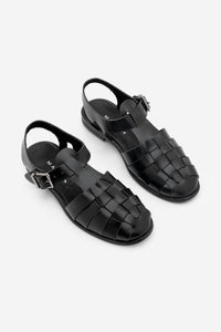 Kadın Hakiki Deri Önü Kapalı Günlük Sandalet Talviro - Siyah