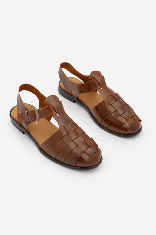 Kadın Hakiki Deri Önü Kapalı Günlük Sandalet Talviro - Taba