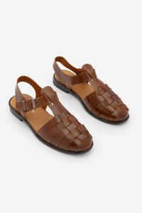 Kadın Hakiki Deri Önü Kapalı Günlük Sandalet Talviro - Taba