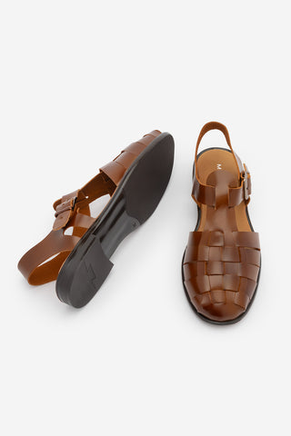 Kadın Hakiki Deri Önü Kapalı Günlük Sandalet Talviro - Taba