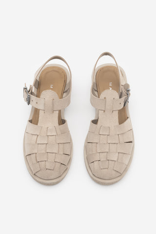 Kadın Hakiki Deri Önü Kapalı Günlük Sandalet Vesola - Bej Süet