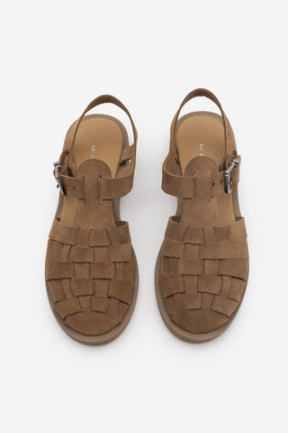 Kadın Hakiki Deri Önü Kapalı Günlük Sandalet Vesola - Camel Süet