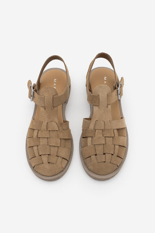 Kadın Hakiki Deri Önü Kapalı Günlük Sandalet Vesola - Toprak Süet