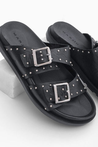 Kadın Hakiki Deri Günlük Terlik Gesep - Siyah