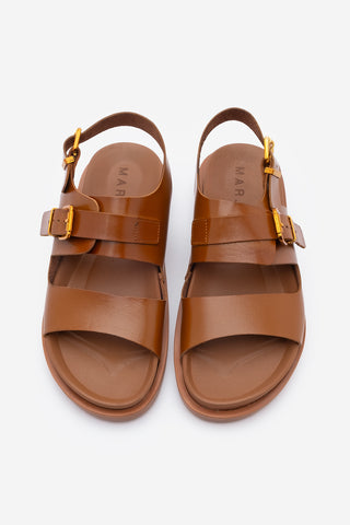 Kadın Hakiki Deri Tokalı Günlük Sandalet Lokis - Taba