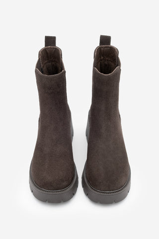 Kadın Hakiki Deri Kalın Topuklu Günlük Bot Viper - Kahve Süet