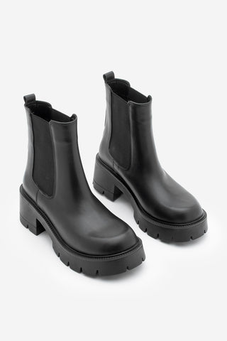 Kadın Hakiki Deri Kalın Topuklu Günlük Bot Viper - Siyah