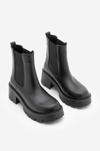 Kadın Hakiki Deri Kalın Topuklu Günlük Bot Viper - Siyah