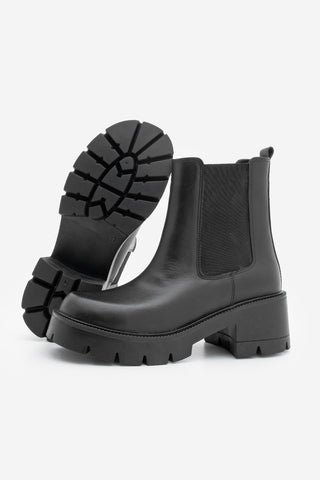 Kadın Hakiki Deri Kalın Topuklu Günlük Bot Viper - Siyah