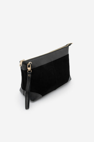 Kadın Hakiki Deri El Çantası Endoz - Siyah Süet