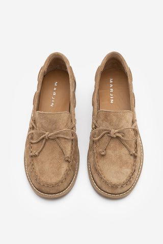 Kadın Hakiki Deri Fiyonklu Loafer Günlük Ayakkabı Savron - Camel Süet