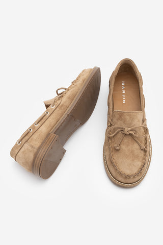 Kadın Hakiki Deri Fiyonklu Loafer Günlük Ayakkabı Savron - Camel Süet