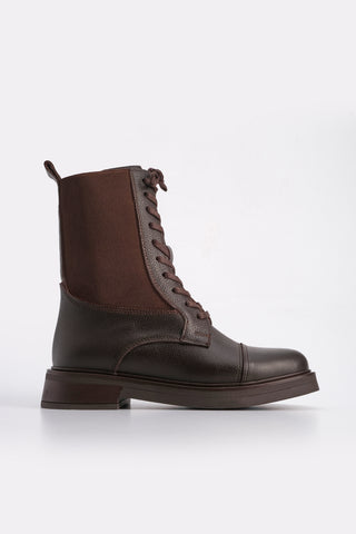 Kadın Hakiki Deri Postal Bot Siyos - Kahve