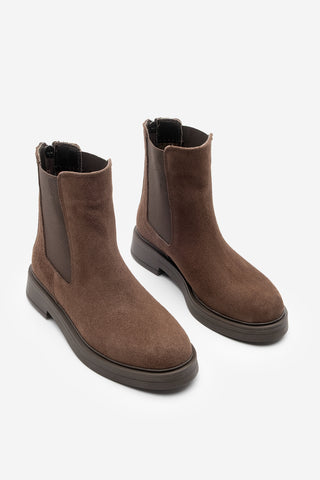 Kadın Hakiki Deri Günlük Bot Kater - Kahve Süet