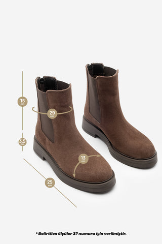 Kadın Hakiki Deri Günlük Bot Kater - Kahve Süet