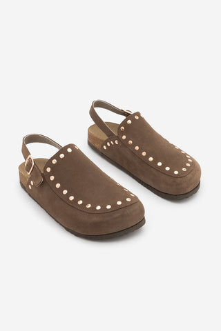 Kadın Hakiki Deri Eva Taban Günlük Sandalet Bolve - Kahve Süet