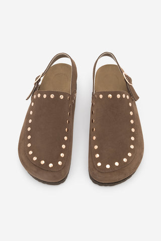 Kadın Hakiki Deri Eva Taban Günlük Sandalet Bolve - Kahve Süet