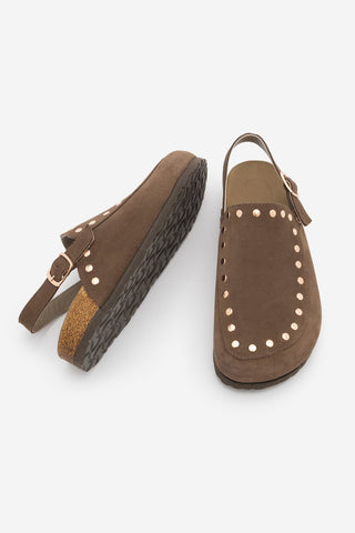 Kadın Hakiki Deri Eva Taban Günlük Sandalet Bolve - Kahve Süet