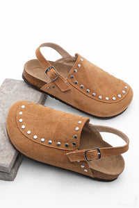 Kadın Hakiki Deri Eva Taban Sabo Günlük Sandalet Bolve - Taba