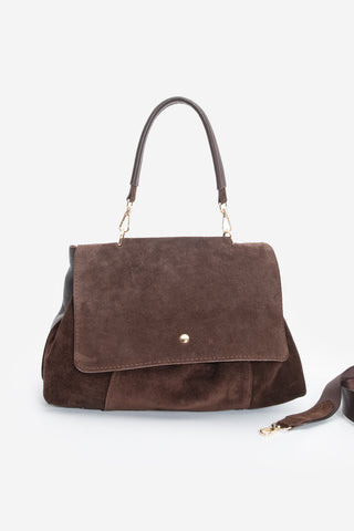 Kadın Hakiki Deri Omuz Çantası Ornis - Kahve Süet