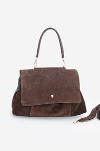 Kadın Hakiki Deri Omuz Çantası Ornis - Kahve Süet