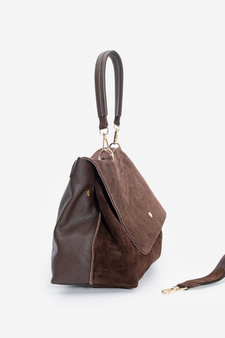 Kadın Hakiki Deri Omuz Çantası Ornis - Kahve Süet