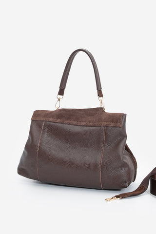 Kadın Hakiki Deri Omuz Çantası Ornis - Kahve Süet