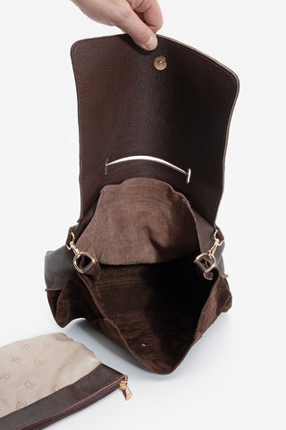 Kadın Hakiki Deri Omuz Çantası Ornis - Kahve Süet