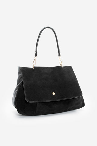 Kadın Hakiki Deri Omuz Çantası Ornis - Siyah Süet