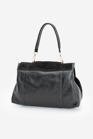 Kadın Hakiki Deri Omuz Çantası Ornis - Siyah Süet
