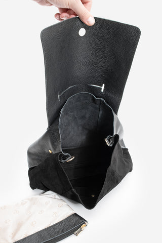 Kadın Hakiki Deri Omuz Çantası Ornis - Siyah Süet