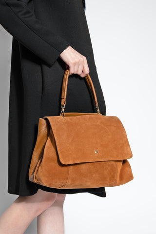 Kadın Hakiki Deri Omuz Çantası Ornis - Taba Süet