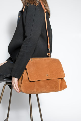 Kadın Hakiki Deri Omuz Çantası Ornis - Taba Süet