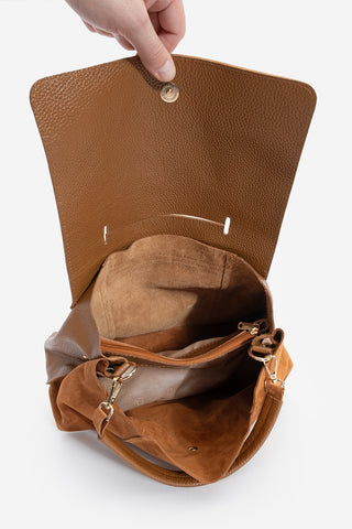 Kadın Hakiki Deri Omuz Çantası Ornis - Taba Süet