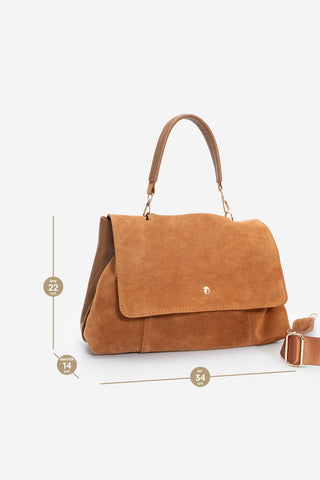 Kadın Hakiki Deri Omuz Çantası Ornis - Taba Süet