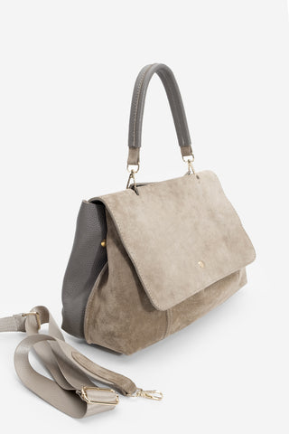 Kadın Hakiki Deri Omuz Çantası Ornis - Vizon Süet