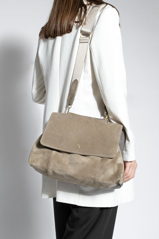 Kadın Hakiki Deri Omuz Çantası Ornis - Vizon Süet